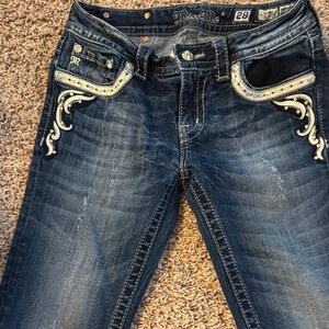 Miss Me Blue Skinny Jeans with Embroidery